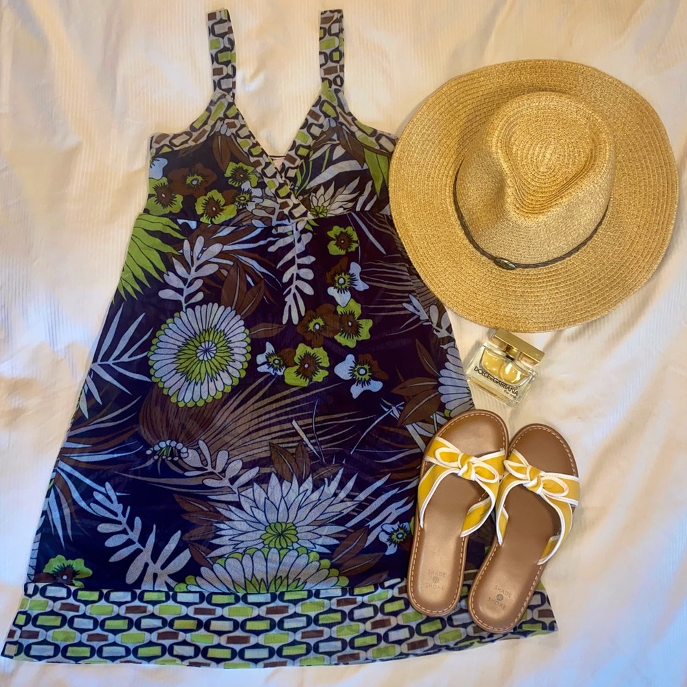 Sheer Vintage Floral Pattern Mini Dress